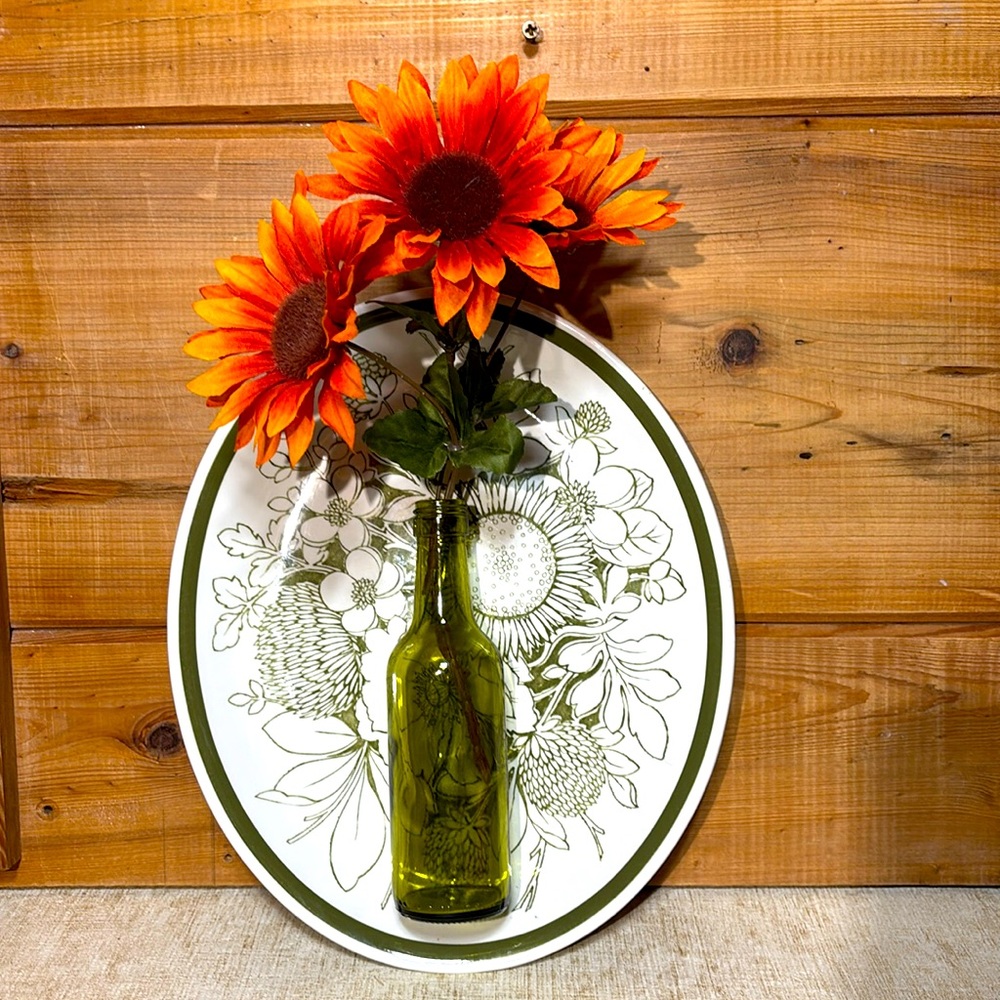 Vintage Alfred Meakin "Samoa" Iron Stone Plate w/Glass Bottle or Vase